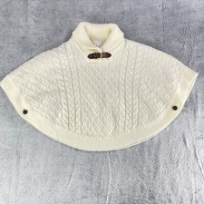 Janie And Jack Sweater Cape Girls 6 Ivory Acrylic Cable Knit Collared Pullover