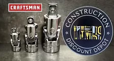Set of 3 Craftsman Tools Universal Swivel Joint 1/2" 3/8" 1/4" Drive Adapter Set