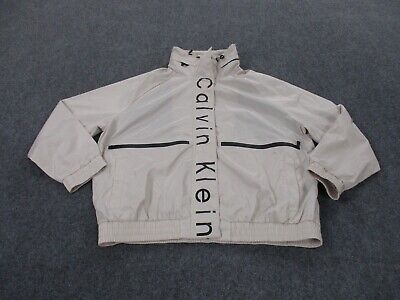 Calvin Klein Jacket Adult M White Athletic Bomber Track Logo Calvin Klein Jacket Adult M White Athletic Bomber Track Logo