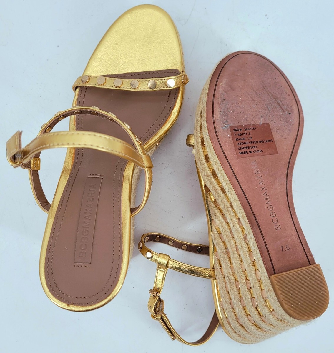 SALE!【BCBG MAXAZRIA】ウェッジサンダル BCBG Maxazria Women's Gold Page Studded Wedge Heel Shoe | eBay