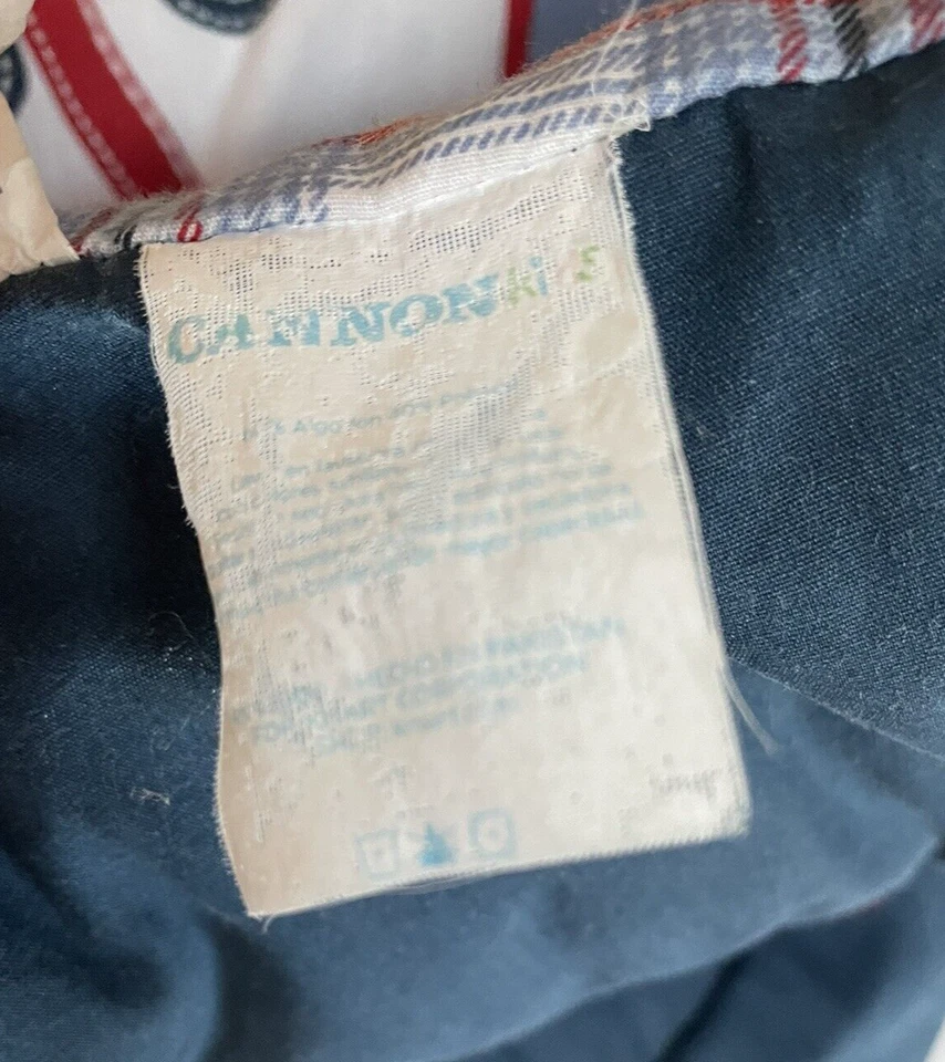 CANNON BRAND AIRPLANE TWIN SIZE COMFORTER BLUE CHECK REVERSIBLE CHILD KIDS - Image 3 of 4