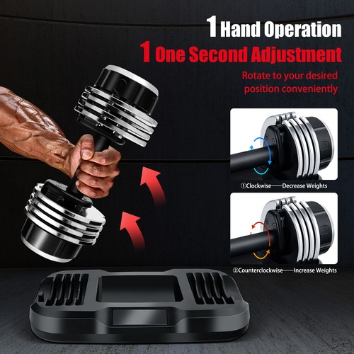 5-in-1 25Lbs Weight Adjustable Dumbbell W/Anti-Slip Fast Adjust Turning Handle - 第 3/11 張圖片