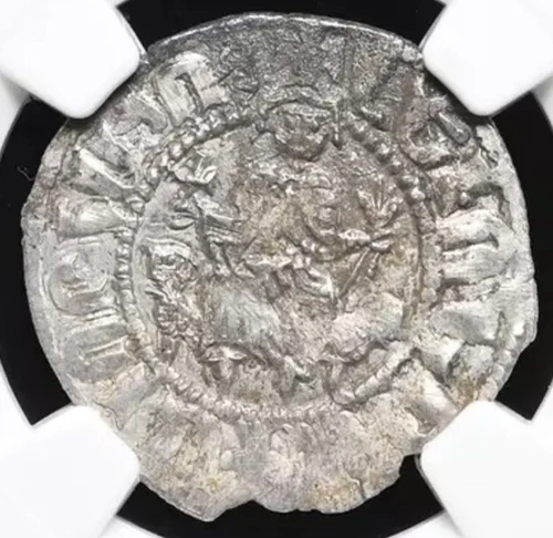 NGC AU ARMENIA 1198-1219 AD Levon I Silver Tram Knights Templar Coin of Crusades