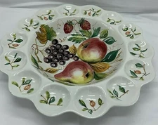 VTG Large Egg Plate/Bowl 15" Diameter Hand Painted Italy Holds 14 Eggs around 