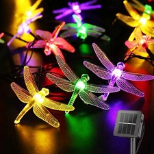 42ft Solar Power Garden Lights 60 LED Dragonfly Fairy String Light Yard Decor