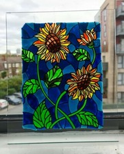 Glass Pinting / Handmade painting on the glass art / 32 x 27 cm