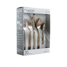MegaChef Baily 20 Piece Flatware Utensil Set, Stainless Steel Silverware Metal S
