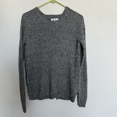 Madewell Gray Marled Knit Tulip Back Long Sleeve Sweater