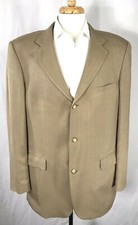 BILL BLASS Black Label SILK 42L Sport Coat 3-Btn/Herringbone/Beige Blazer Jacket