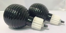 Finials Curtain Rail Ends Black Ribbed Modern 28mm Pole Pair Argos RRP £25