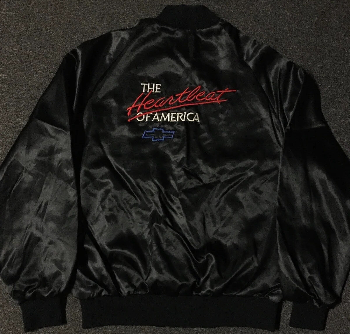 Vtg 80s Chevrolet Heartbeat Of America Satin Jacket L Racing
