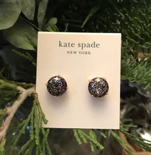 🆕 KATE SPADE MULTI GLITTER ROUND CUT STUD EARRINGS-NEW-ON CARD!