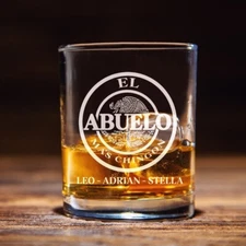 El Abuelo Mas Chingon/La Abuela Mas Chingona Whisky Glass, Mexican Grandparents