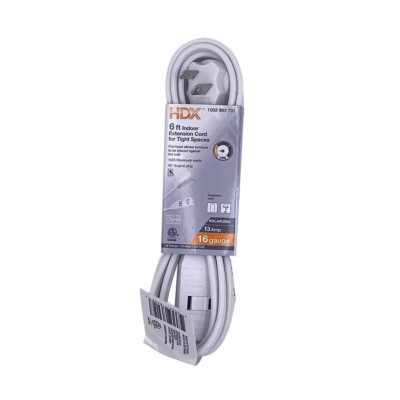 Extension Cord - White - Flat Profile Plug - 6ft - White