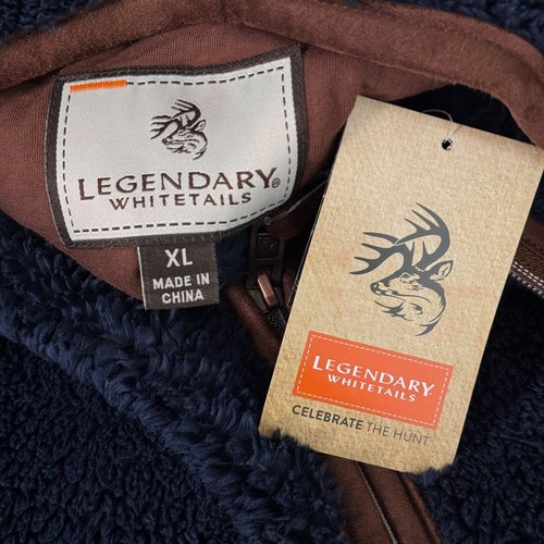 Legendary Whitetails Vest Womens XL Fuzzy Fleece Zip Up Soft Cozy Navy Blue NEW - Picture 6 of 10