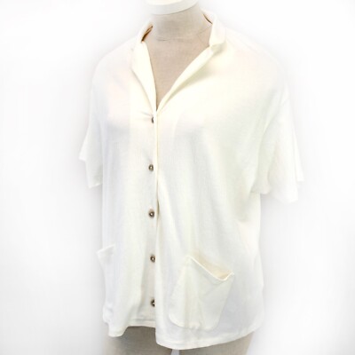 Madewell White Textured Button Down Short Sleeve Cotton Shirt Top Blouse  Medium | eBay