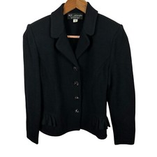 St John Evening Marie Gray Embellished Blazer Black 2 Santana Knit Shoulder Pad