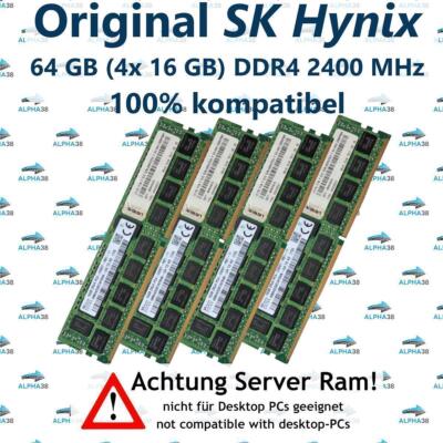64 GB (4x 16 GB) RDIMM ECC REG DDR4-2400 Supermicro E200-8D E300-8D Server RAM