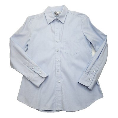 Finley Women's Blue Cotton Oxford Blouse S Classic Career Office