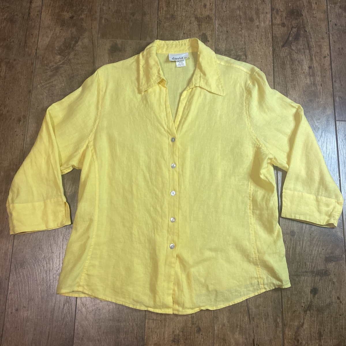 yellow linen blouse