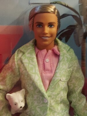 Barbie The Movie Sugar s Daddy Ken Doll in Pastel Suit With Dog In Hand