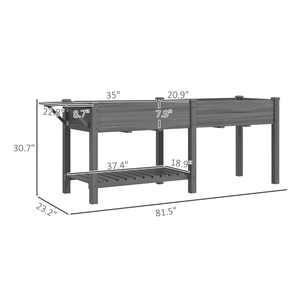 Fir Wood Wooden Planter Flower Shelf Wood Planter Box Gray - Image 2 of 4