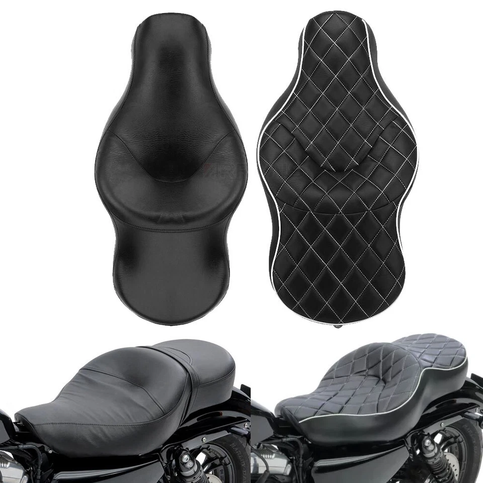 Black Driver & Rider Passenger Seat For Harley Sportster Iron 883 XL 1200 Custom Foto 2 de 4