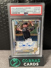 Santiago Florez 2021 Bowman Chrome 1st Year Speckle Refractor Auto /299 PSA 10