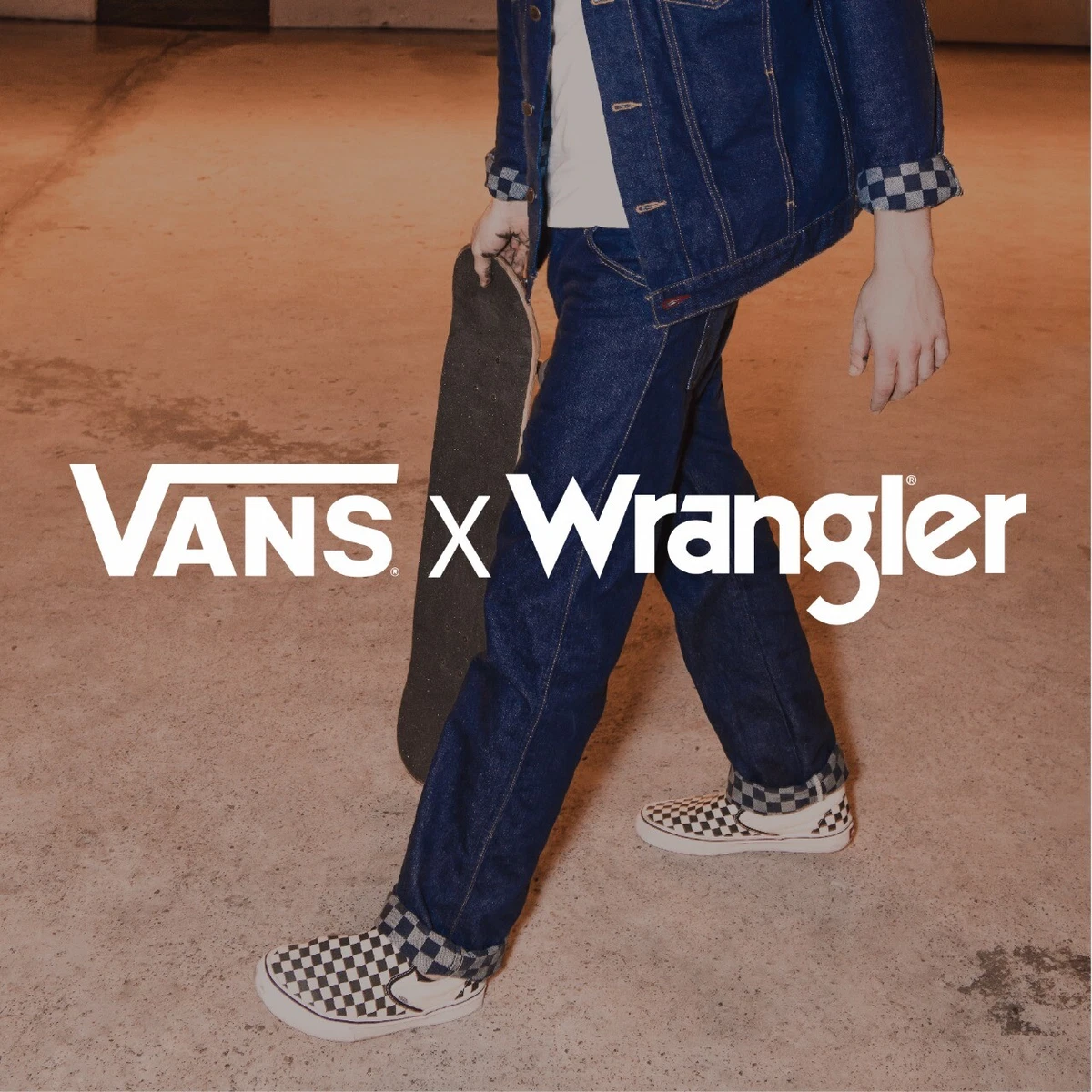 VANS X WRANGLER 13 MVZ Off The Wall Denim Jeans Hose Cowboy geschnitten blau Her