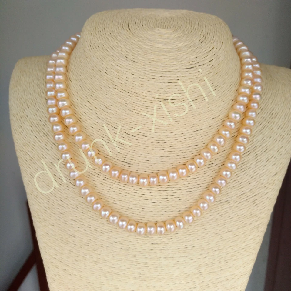 Collar de perlas rosa oro genuino natural del Mar del Sur longitud ópera 37" oro 14k P Foto 4 de 4