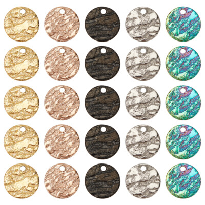 100 Stck. Flach Rund Charms Edelstahl Strukturiert Rohling Stanzen Anhänger 10,5x1mm
