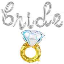 KatchOn Script Bride Balloons Silver - 29 Inch | Silver Bride Balloons | Bach...