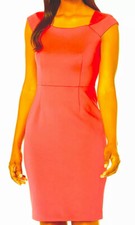 CALVIN KLEIN SCUBA S/LESS SHEATH DRESS , CORAL , Size 10 NWT
