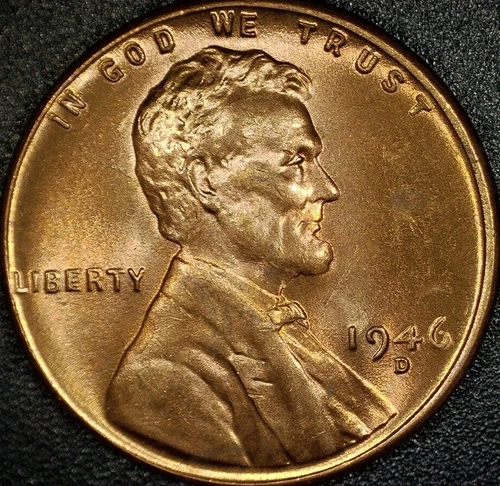 1946-D Lincoln Wheat Cent - RED GEM BU - HIGH GRADE - LUSTER - AS PICTURED - #1