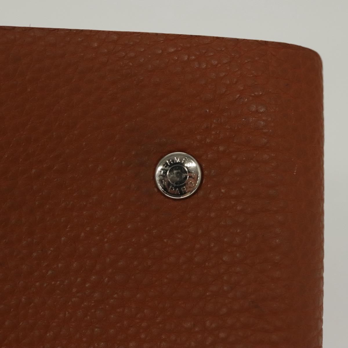 HERMES Yuris PM Day Planner Cover Leather Brown Silver Auth 133499