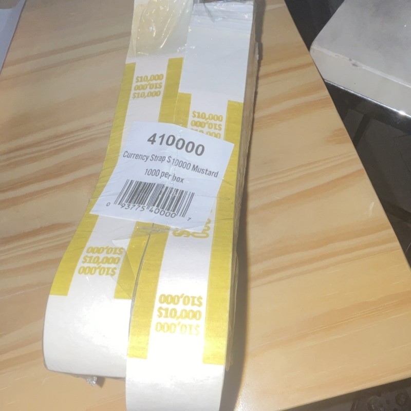 Currency Strap $10,000 Mustard 1000 per Box