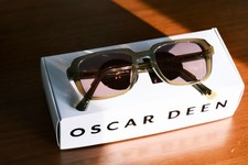 Oscar Deen Nelson Sunglasses, Olive and Night, Italian Acetate, Boxed, Mint