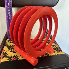 Vintage Rare Mid Century Modular Record Holder Stand Display Red Orange Plastic
