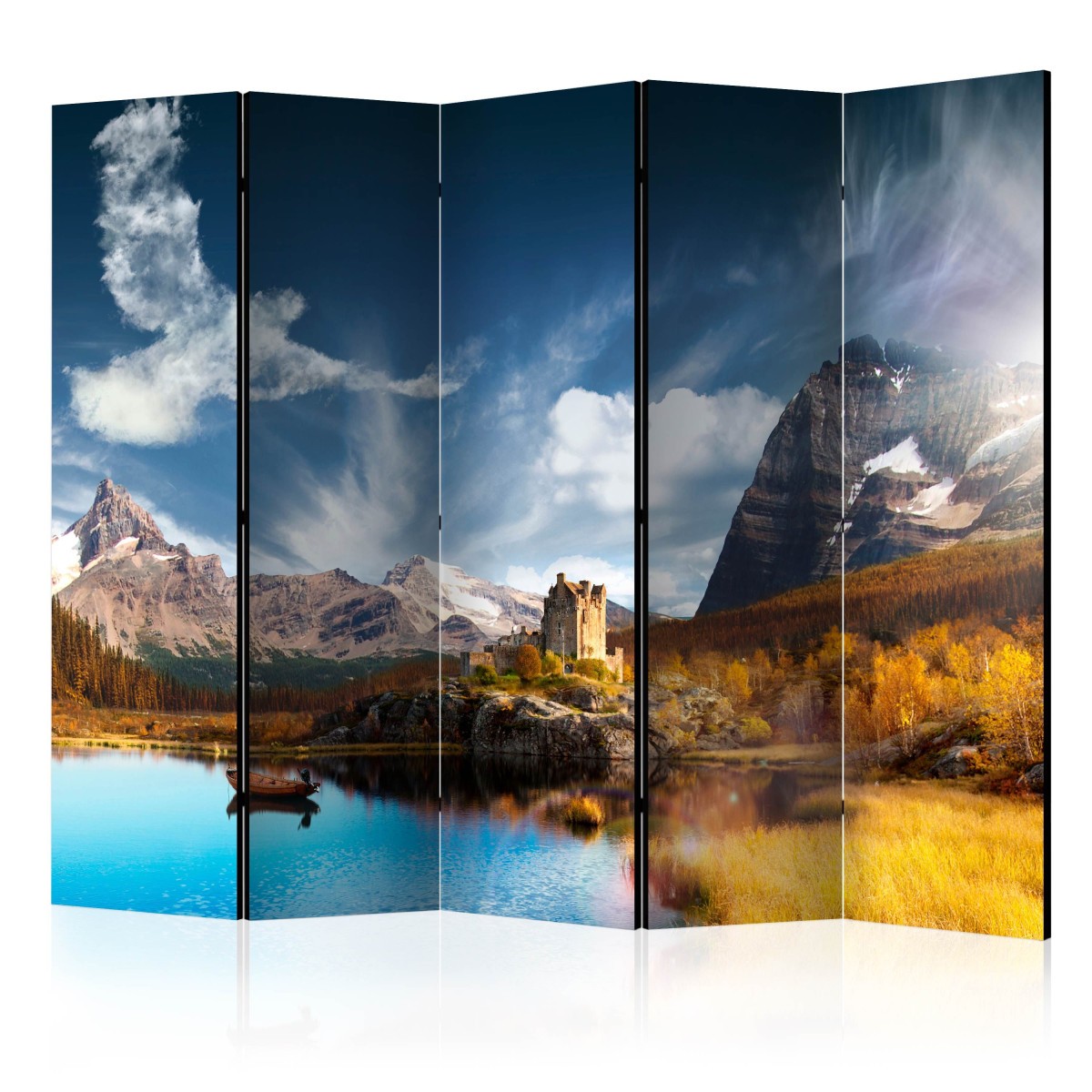 Paravent 5 volets Bird Cloud en toile premium occultante 172x225