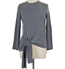 Brochu Walker Gray "The Dean" 100 Wool Pullover Sweater Wrap Tie Waist Size L