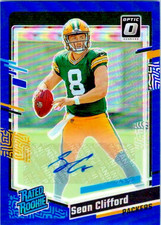 2023 Panini Donruss Optic #242 Sean Clifford /99 Blue Prizm RC Rated Rookie Card. rookie card picture