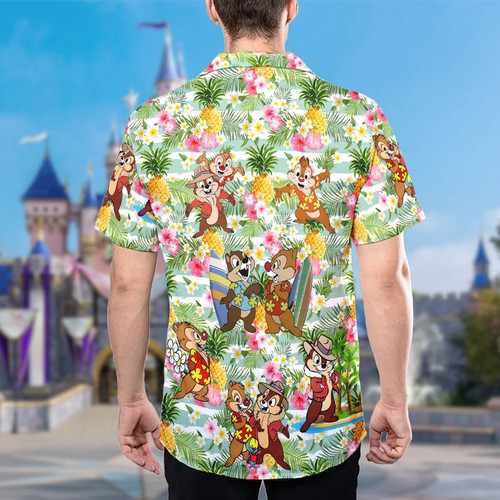 Disney Chip 'n' Dale Squirrel Pineapple Beach Summer Vacation Hawaiian Shirt - Picture 2 of 4