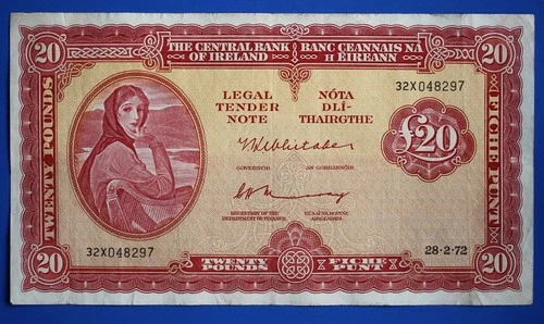 1972 Ireland Irish Eire, Twenty pound £20 banknote, Lady Lavery  [34380]