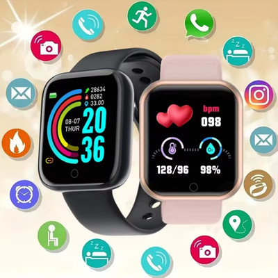 Smart Watch with Call Function Sleep Activity Tracker Black Silicone Band