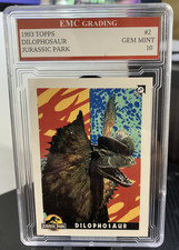 JURASSIC PARK 1993 TOPPS # 2 DILOPHOSAUR STICKER Trading CARD GRADED 10