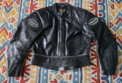 VTG Vanson Leathers Womens Motorcycle Jacket Size 12 Black Full Zip