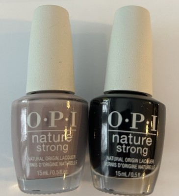 Set Of 2 OPI Nature Strong Lacquer Nail Polish In Onyx Skies & Right As Rain New
