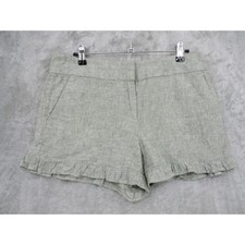 LOFT Shorts Womens 6 Linen Blend Ruffle Hem Pockets Boho Casual Lightweight