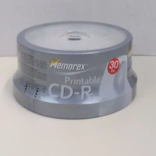 Memorex Printable CD-R 30 Pack 700MB 80Min 52X Blank Recordable Discs New Sealed