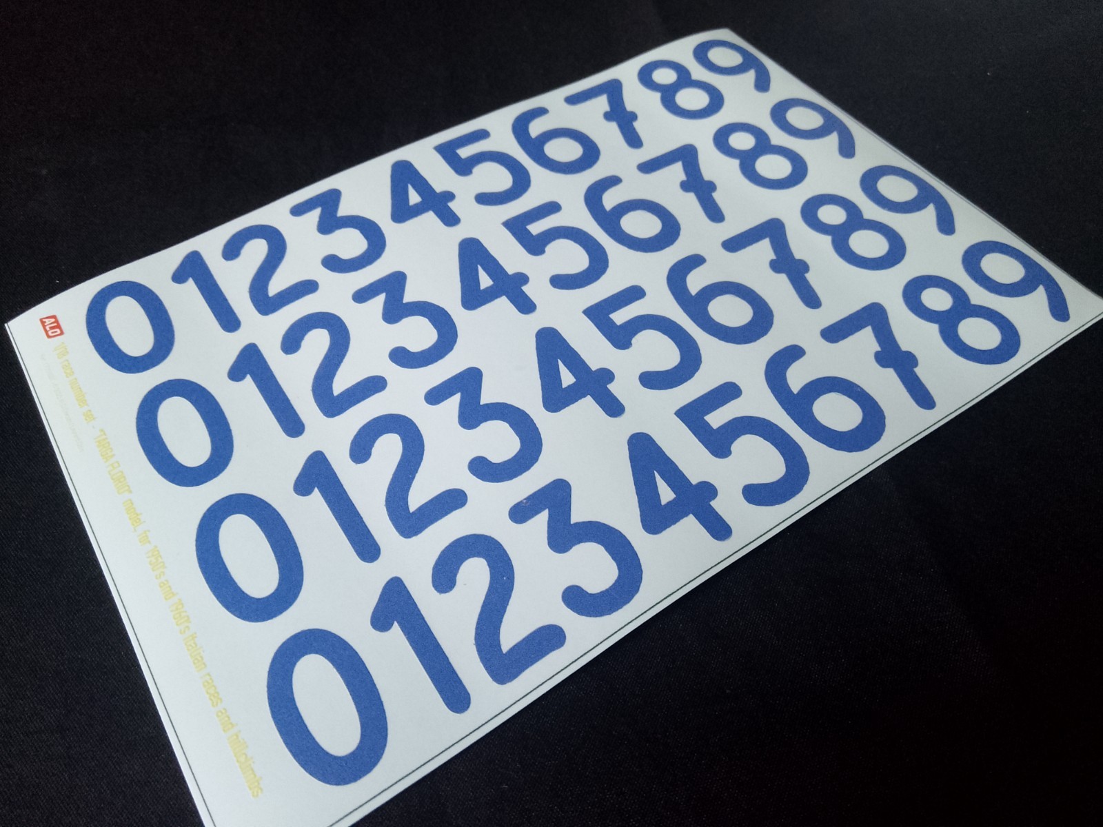 Decals 1:18 Race Numbers Blue Targa Florio Alo pour modélisme